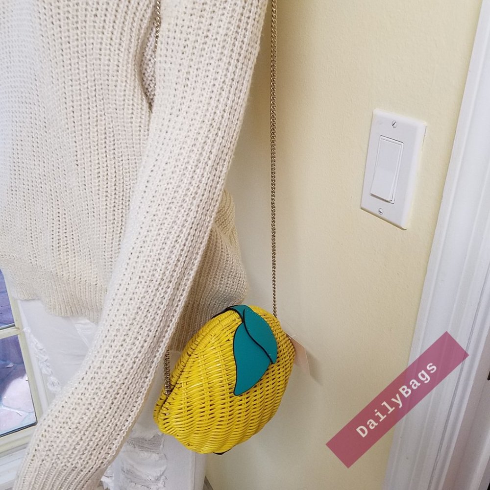 NWT KATE SPADE LEMON CROSSBODY WICKER YELLOW MULTI PICNIC PERFECT WKRU6833 - Picture 9 of 10